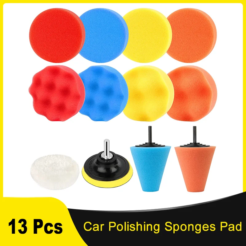 

13 Pcs Car Polishing Sponges Pad Set Polishing for Cordless Screwdriver Polishing Machine Polishing Pad Drill Polishing Grinding