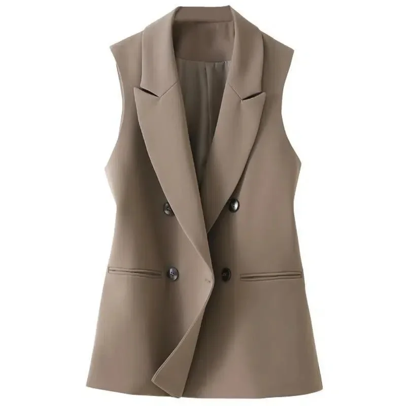 

Double-Breasted Suit Vest Spring Autumn Women's Vest Waistcoat New Korean Sleeveless Suit Jacket Female Business Attire V383