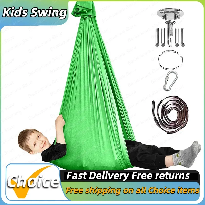 Portable Kids Swing Toy Set Therapy Elastic Hammock Hanging Chair Home Rooms Indoor Yoga Suspension Beds Sensory Autism Kids New