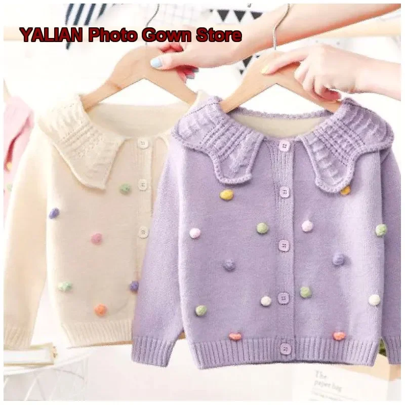 Girls Knit Cardigan Coat Chic Kids 2026 Infant Fall Wear Children's Knitted Outer Layer Trendy