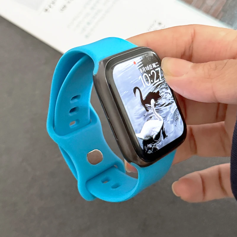 

Ремешок для Apple Watch ultra 3 2 49 мм, ремешок 40 мм, 44 мм, 45 мм, 46 мм, 42-41 мм, силиконовый спортивный браслет iWatch series 11 10 9 8 7 6 SE