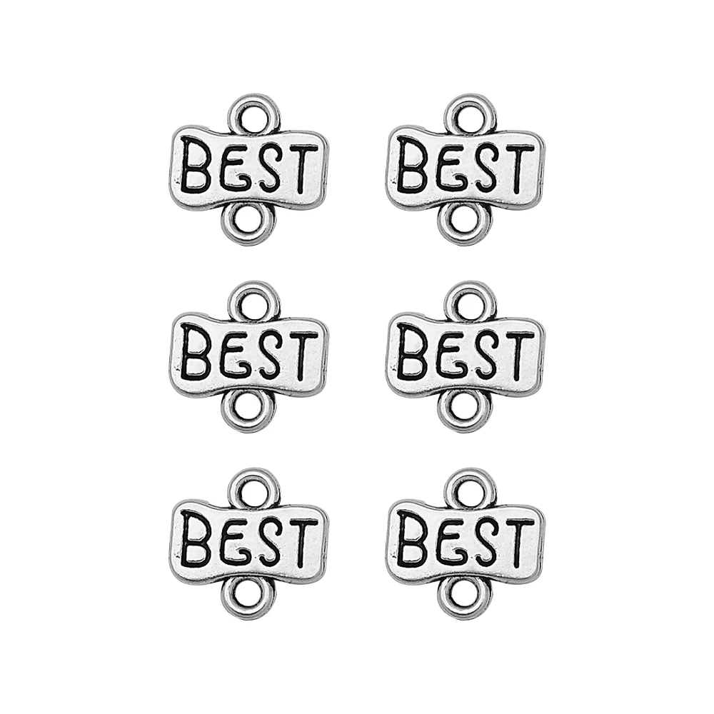 20pcs/lots Vintage BFF Charms Best Friends Forever Heart Friendly Connector Pendants For Diy Jewelry Making Supplies Accessories