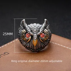 Buyee 925 Sterling Silver Male Big Ring Finger Elegant Owl Open Ring for Men Women Fashion Animal Punk Rock Fine Jewelry Circle