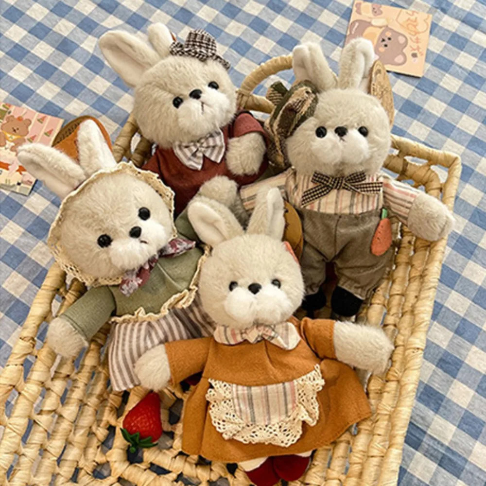 

Rabbit Family Rabbit Plush Keychain with Clothes Plush Dolls Bunny Keychain Keyholder Alloy Ring Plush Rabbit Key Ring