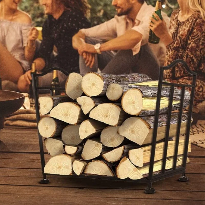 Iron Firewood Rack Log Holder Large Stacking Stand Accessory Space Firewood Storage Rack Fireside Wrought Iron Wood Log Holder