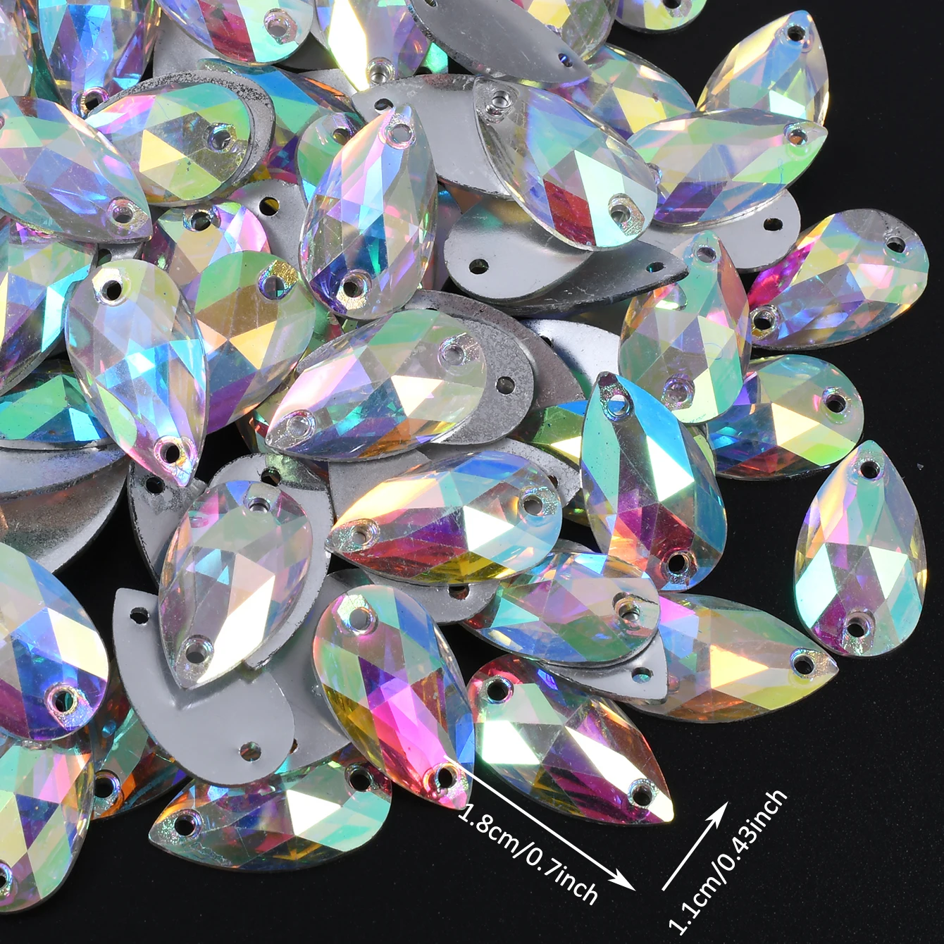 100pcs AB Crystal Shiny Resin Rhinestones with Hole for Hand Sewing High Quality Fashion Accessories Rhinestones for Clothing