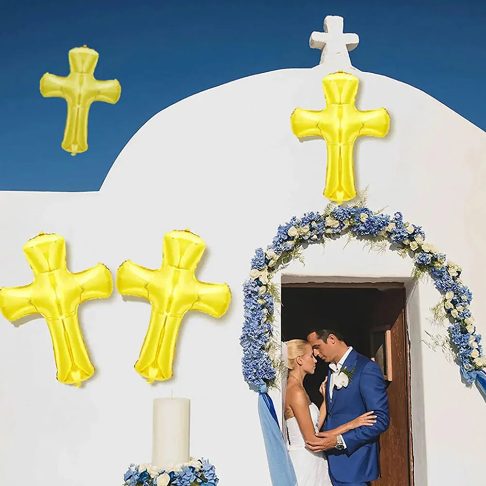 

2 Pcs Cross Balloon Religious Party Decoration Balloons Decorations Creative Design Aluminum Foil Shower