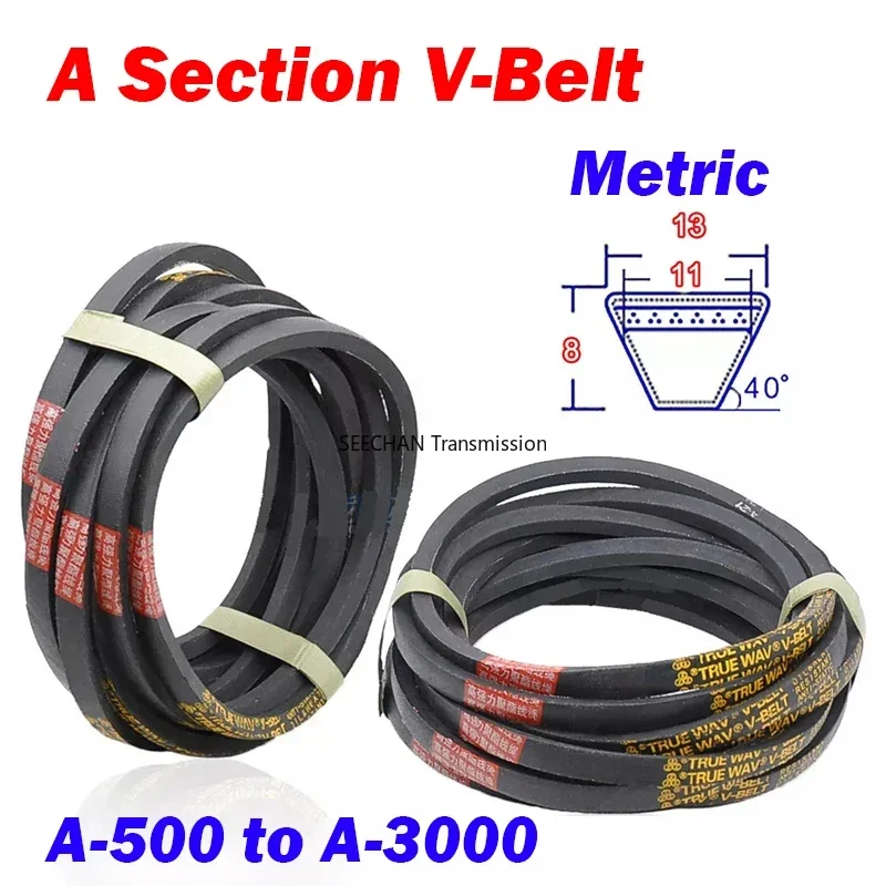 1Pcs A Section V-Belt Metric Triangle Transmission Belts for Car/Lawn Mower Width 13mm x 8mm L 500mm to 3000mm