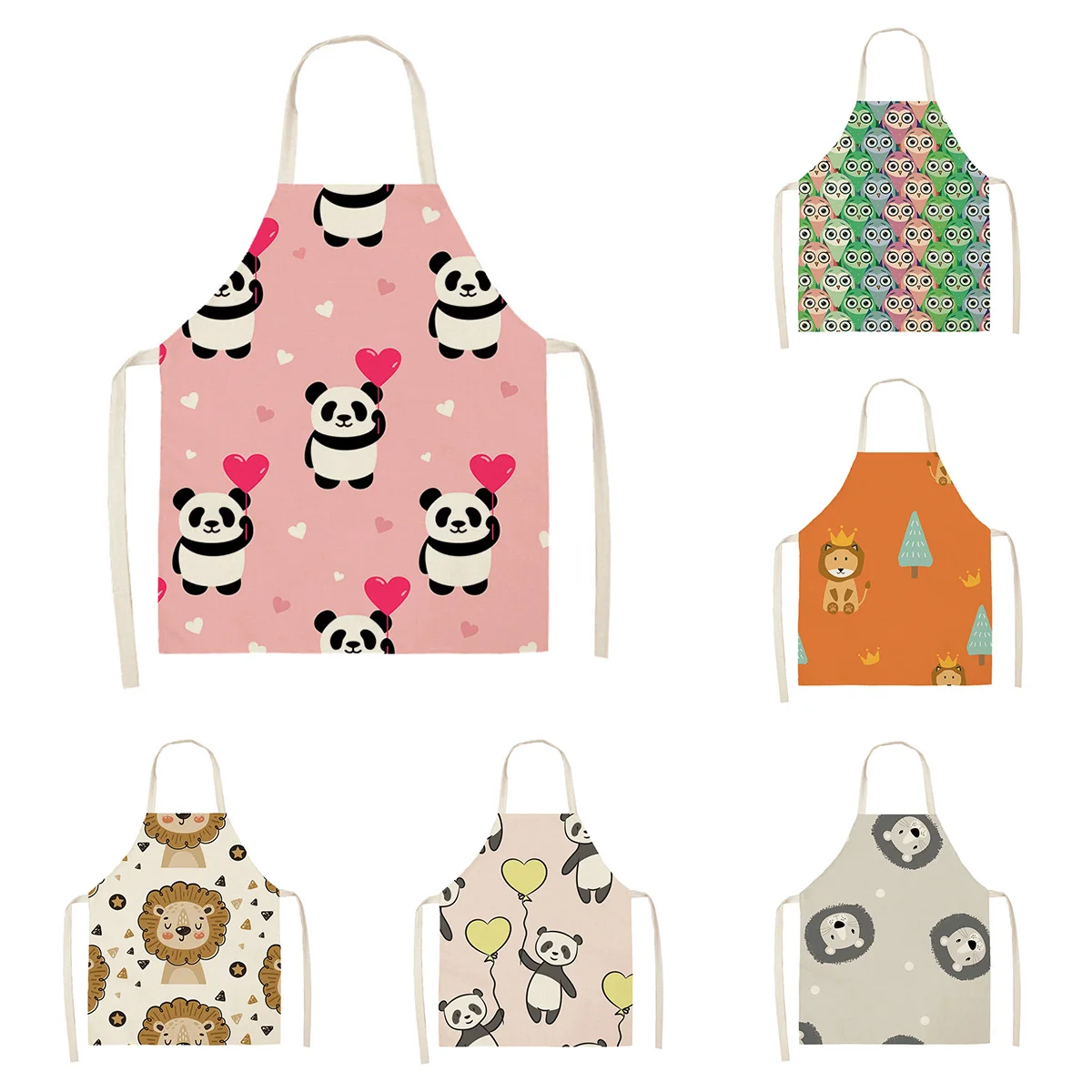 

Женский кухонный фартук, льняной мужской детский, большой размер, для девочек, водонепроницаемый, в стиле бохо, полурабочий, кофейный, простой, современный, милый, забавный, с животными