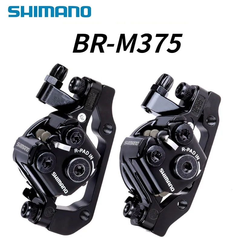 SHIMANO-pinza de freno de disco mecánico ALTUS BR M375, almohadillas de resina negra MTB, pinza M375 delantera/trasera