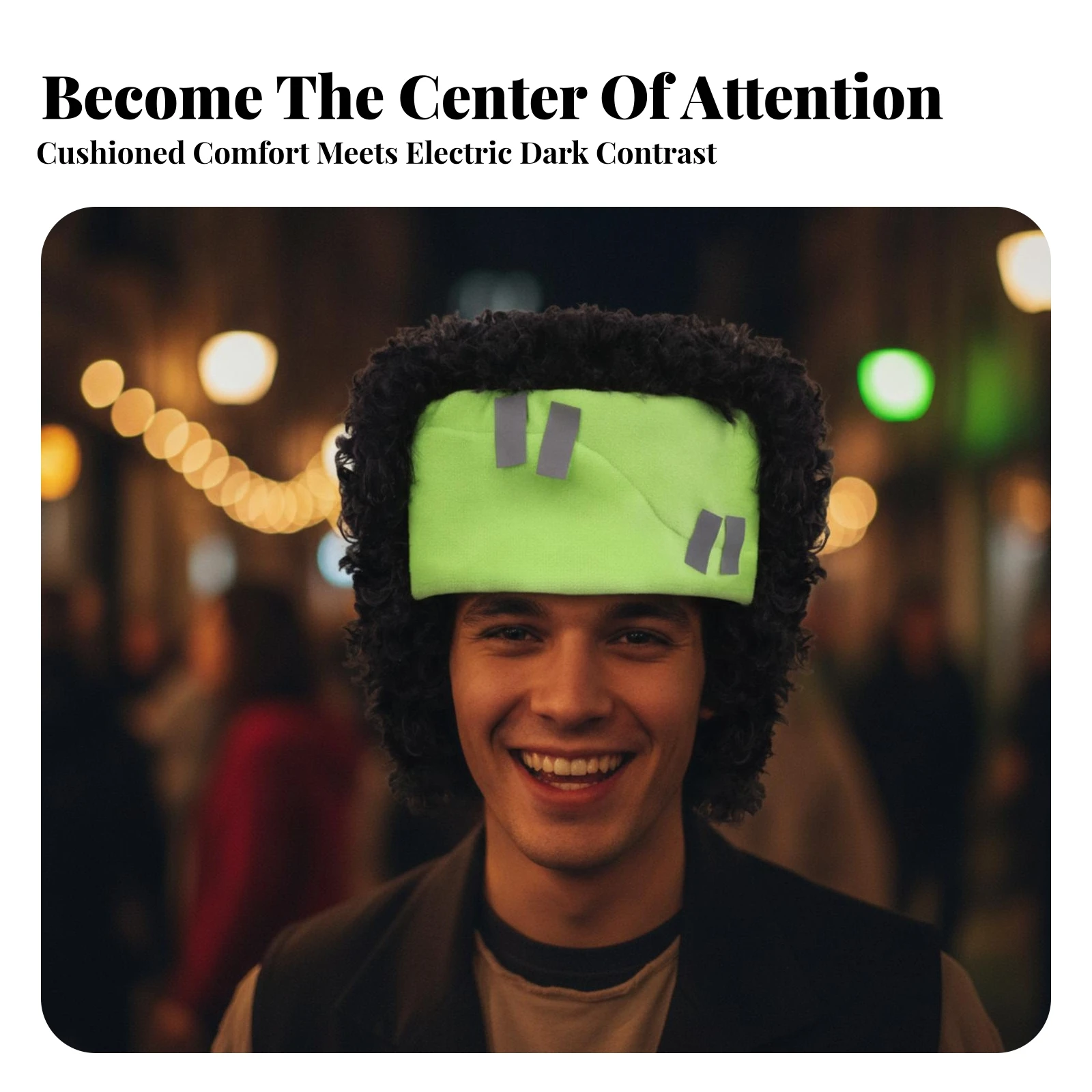 Frankenstein Headpiece with Curly Hair Funny Frankenstein Costume Hat Monster Headpiece Eye-Catching Headwear High-Contrast