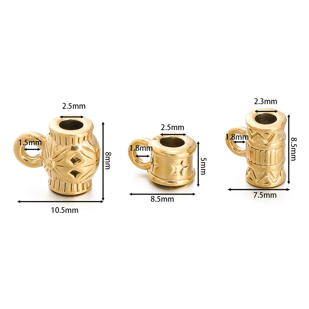 5Pcs Stainless Steel Three Hole Dangle Beads Bail Spacer Slide Charms Connectors for DIY Bracelets Jewelry Making Accessories