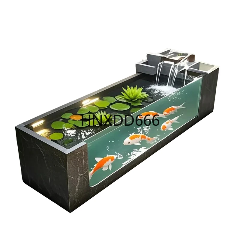 

Outdoor courtyard fish tank ceramic rock slab floor-to-ceiling fish tank