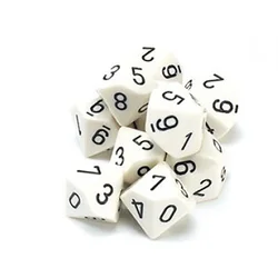 10 Pcs/lot  White Digital Dice 0-9 Puzzle Game 10 Sided Dice Funny Game Accessory 16mm