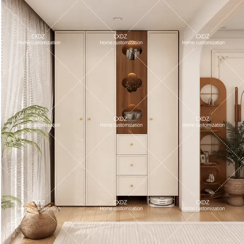 French Medieval Style Housekeeping Cabinet Custom Balcony Sweeping Robot Storage High Cabinet Multi Functional Sundries