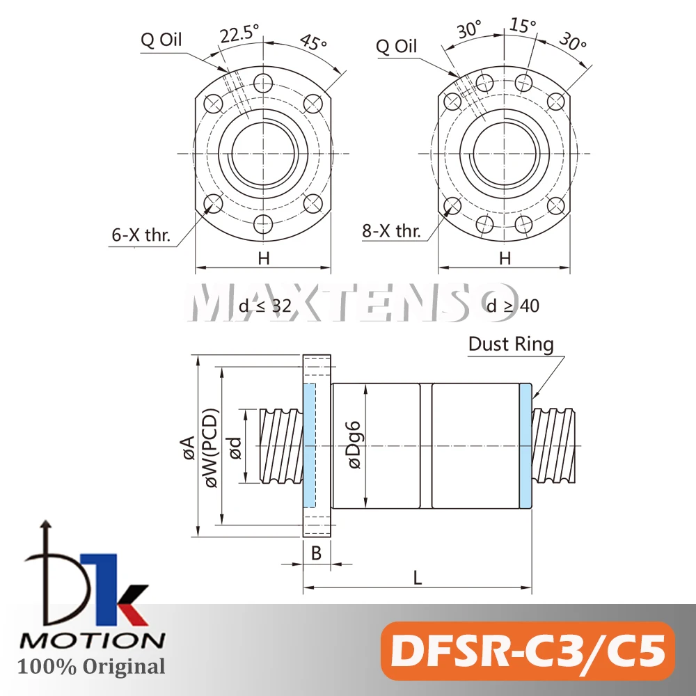 DTK DFSR1605 الأرض C3 C5 الكرة اللولبية OFU DFU مزدوجة الجوز عالية الدقة شفة عالية السرعة منخفضة الضوضاء حياة طويلة تمتد طحن المغزل