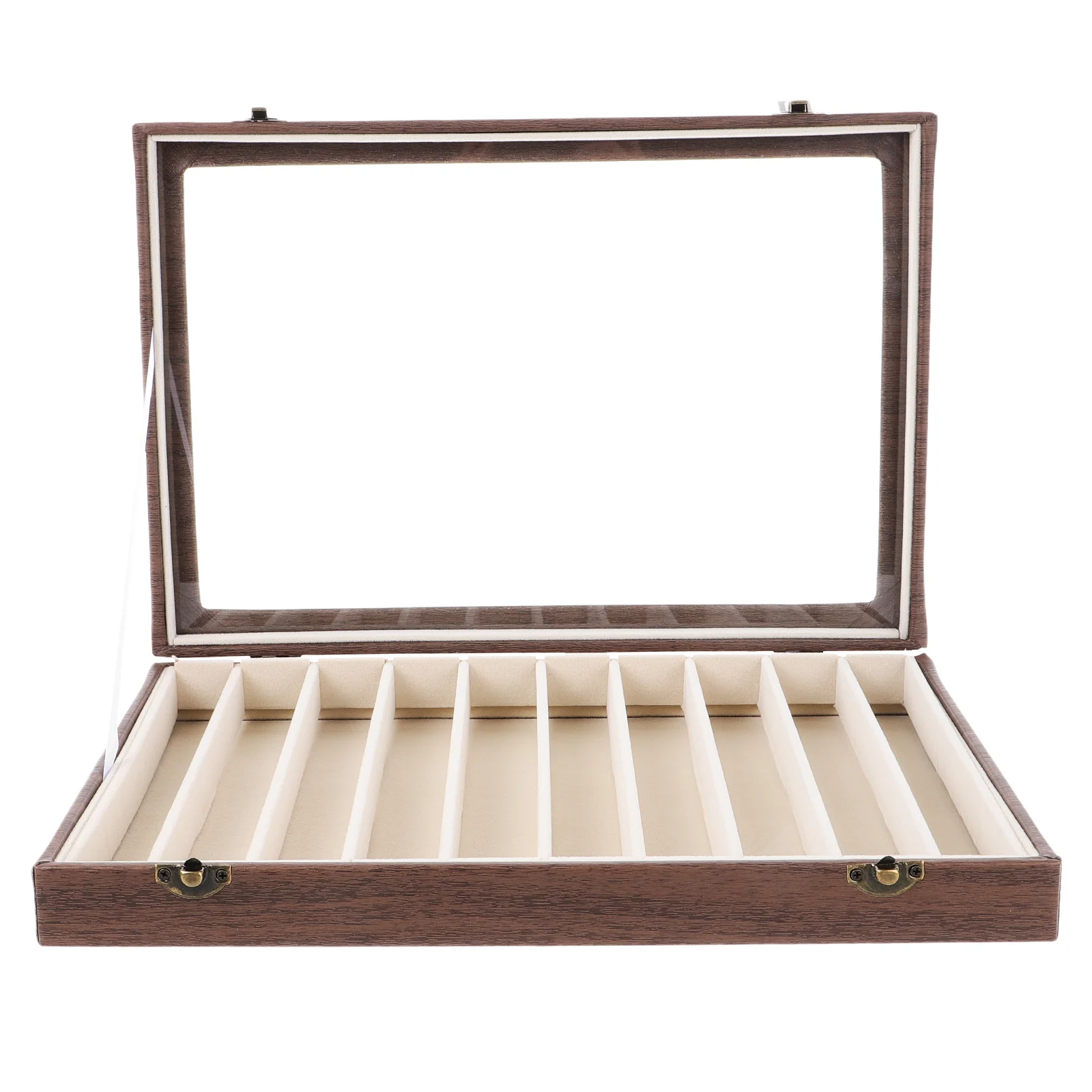 

Wooden Jewelry Box 10 Grids Delicate Multi-Function Jewelry Case Small Earring Ring Storage Organizer Hair Accessories Storage