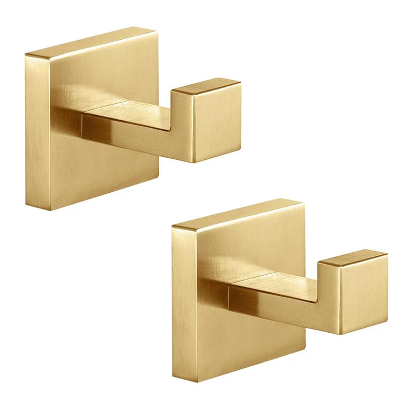 CYCLI-2 Piece Towel Hooks Robe Hook Coat Hook Stainless Steel Heavy Duty Bathrooms Square Hooks Wall Mounted For Bathroom