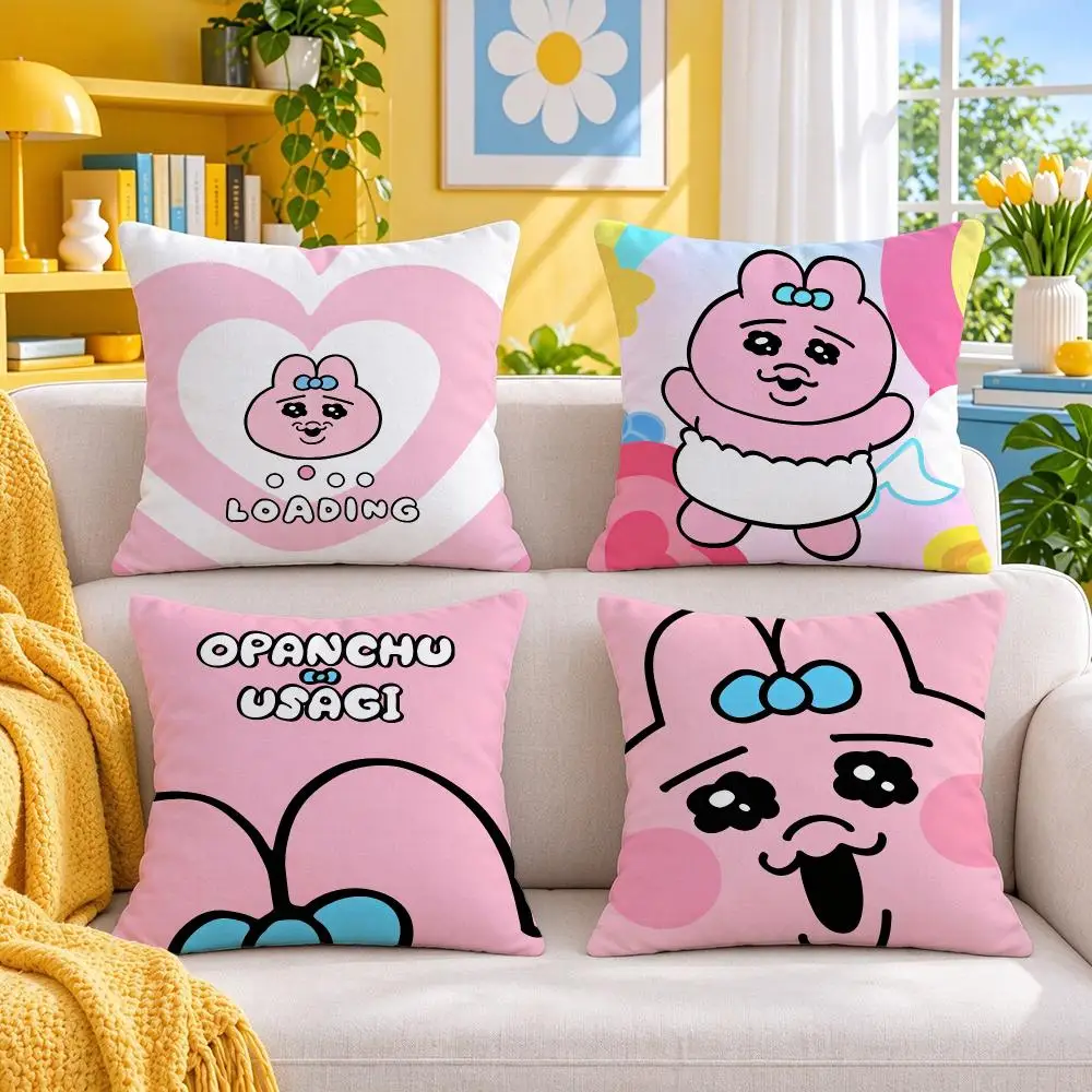 character Opanchu Usagi Cushion Cover Throw Pillow Short Plush Fresh Bright Cushion for Bedroom Sofa Ornament Present Gift