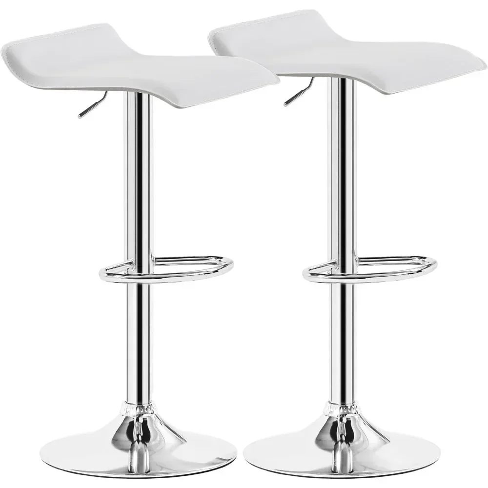 Bar Chair Set 2 and 4,  Modern Swivel with Adjustable Counter Barstools, Armless PVC Stools, Bar Chair