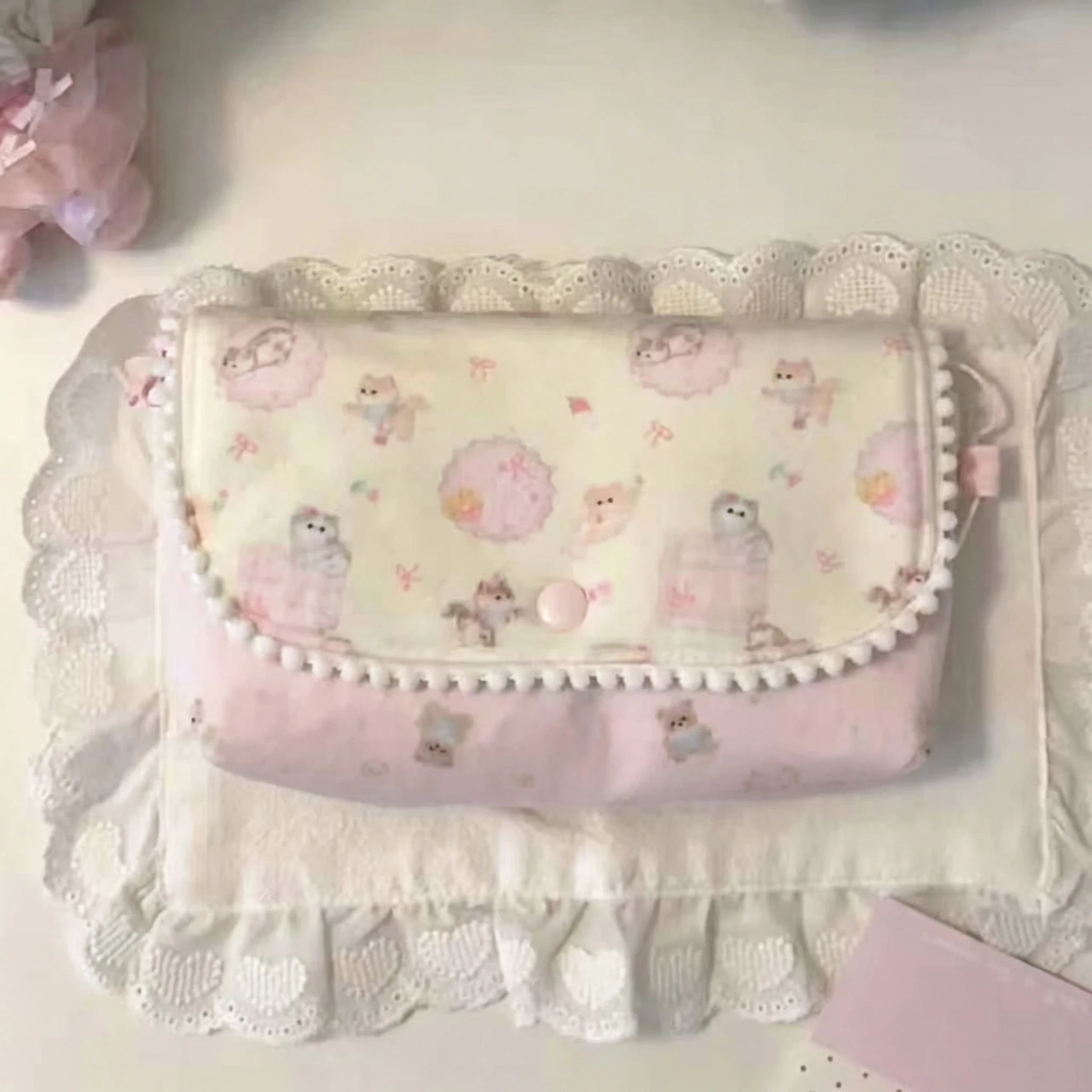 Kawaii Sweet Donut Kitten Pencil Case Cute Girl Student Multi-Layer Stationery Bag Korean Style Pencil Box Girls 2026 New Model