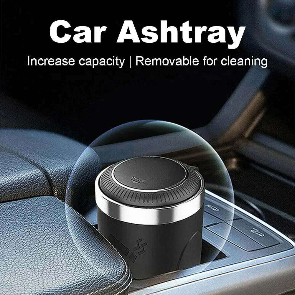 

Car Cigarette Ashtray Cup With Lid With LED Light Portable Detachable Vehicle Ashtray Holder Cigarette Ashtray Interior Parts