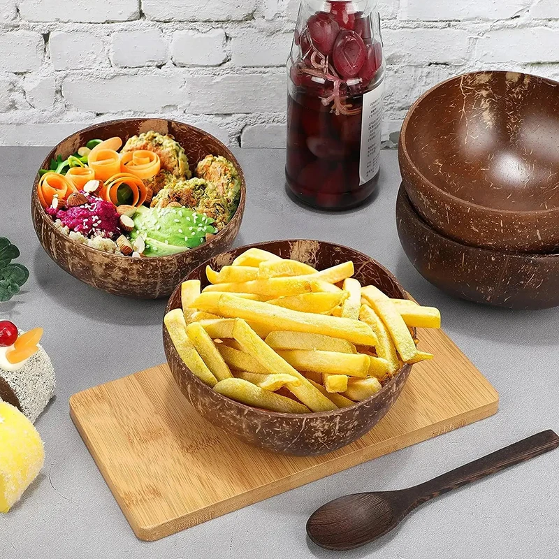 Natural Coconut Shell Bowl Coconut Bowl Light Food Container Fruit Salad Milkshake Dessert Bowl Southeast Asia Tableware Package