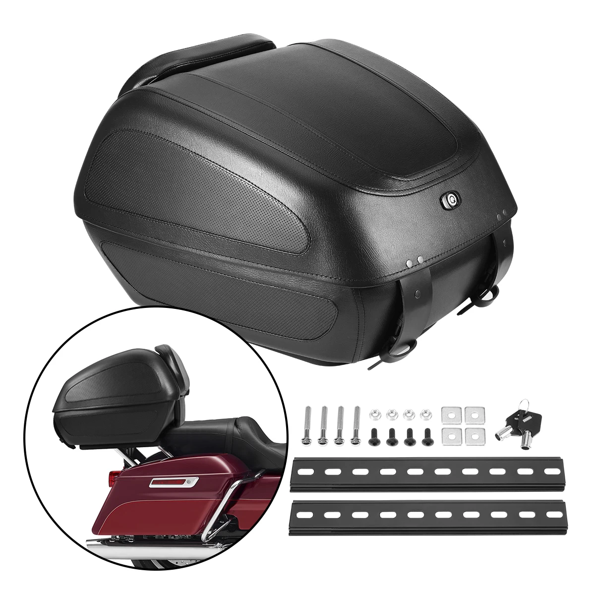 

Motorcycle Trunk Luggage Universal storage Box trunk Tail Box For Honda Yamaha Suzuki Harley Lockable with 2 keys