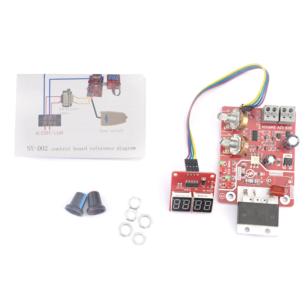 スポット溶接機用制御ボード,溶接パネル,調整可能な時間電流,デジタルディスプレイ,diy,NY-D01, AC9-12V,40a,100a