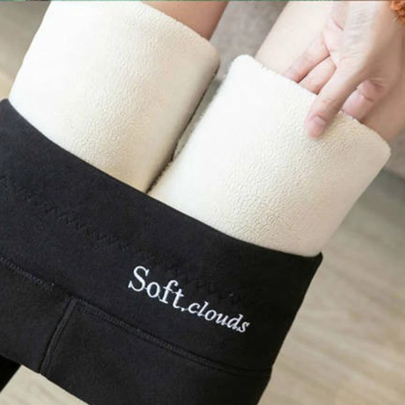 2023 Women Autumn And Winter Thicken Lambwool Leggings Velvet Thickened High Waist  Pants Skinny Fitness  Bottomed Cotton Pants