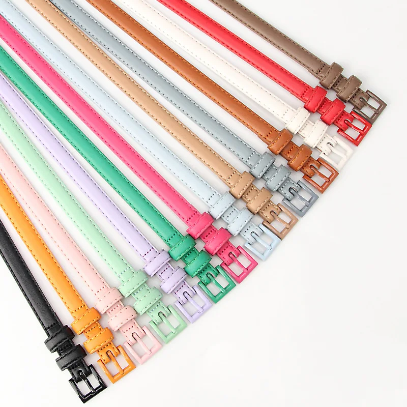 1.5cmX101cm Women's Belt New Candy Color PU Alloy Buckle Women's Dress Jeans Simple Fashion Multi Functional Women's Belt