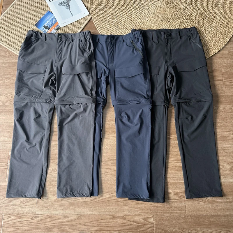 2-in-1 Men's Convertible Cargo Pants Quick Dry Detachable Shorts to Long Trousers Functional Techwear Straight Leg Outdoor