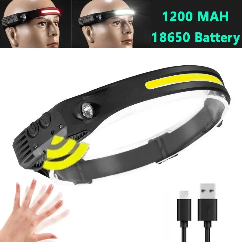 

1/5/10Pack Headlamp USB Rechargeable LED Sensor Light Head Flashlight Search Light Head Camping Search Light for Sports Fishing