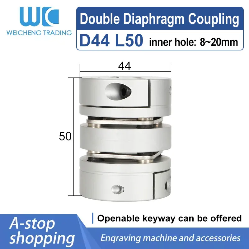 Flexible Diaphragm Coupling D44 L50 Inner Diameter 8/10/12/14/15/16/17/18/19/20 Mm Plum Shaft CNC Stepper Motor Coupler