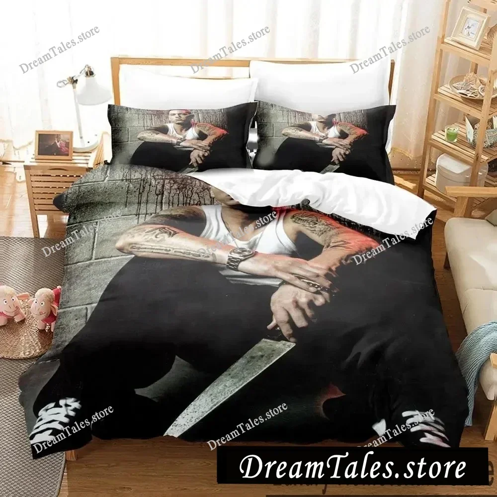 

3D Print Eminem Bedding Set Boys Girls Twin Queen King Size Duvet Cover Pillowcase Bed Boys Adult Home Textileextile Luxury Gift
