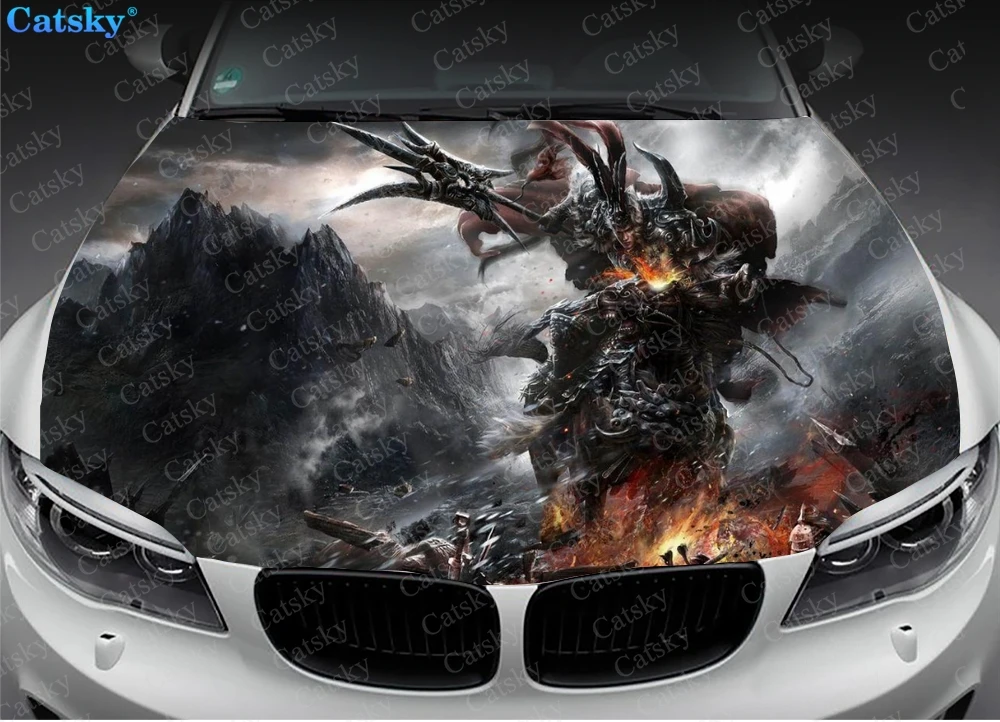 Samurai Battle Car Hood Adesivo, Pintura, auto-adesivo, Acessórios Universal Car, Filme Modificado, Proteger Decoração Decalque