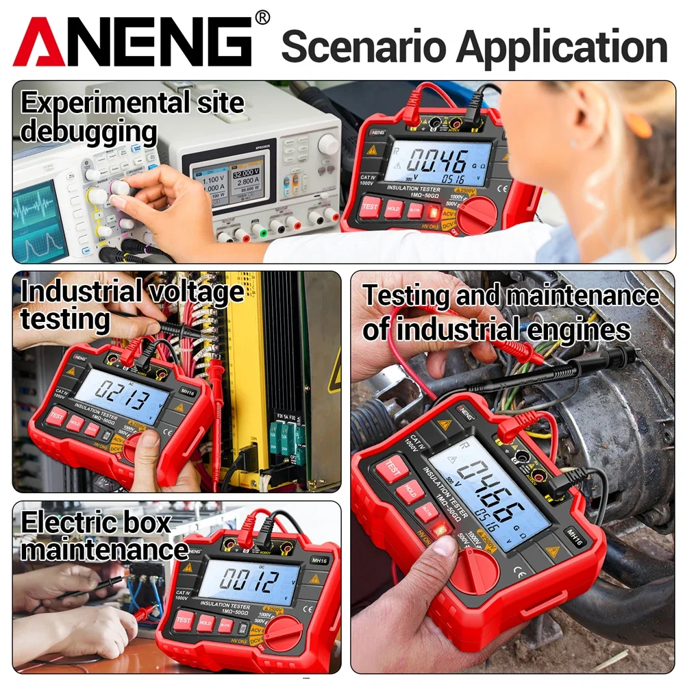 

ANENG MH16 Megohmmeter AC/DC Ohmmeter Digital Voltage Tester Resistance 2500V Testing Display Resistor Tools