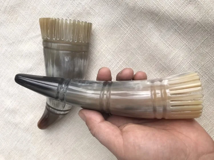 Peigne shampoing authentique avec corne de Yak naturelle, Anti-épilation, Massage pur, cuir chevelu, rayures, méridien
