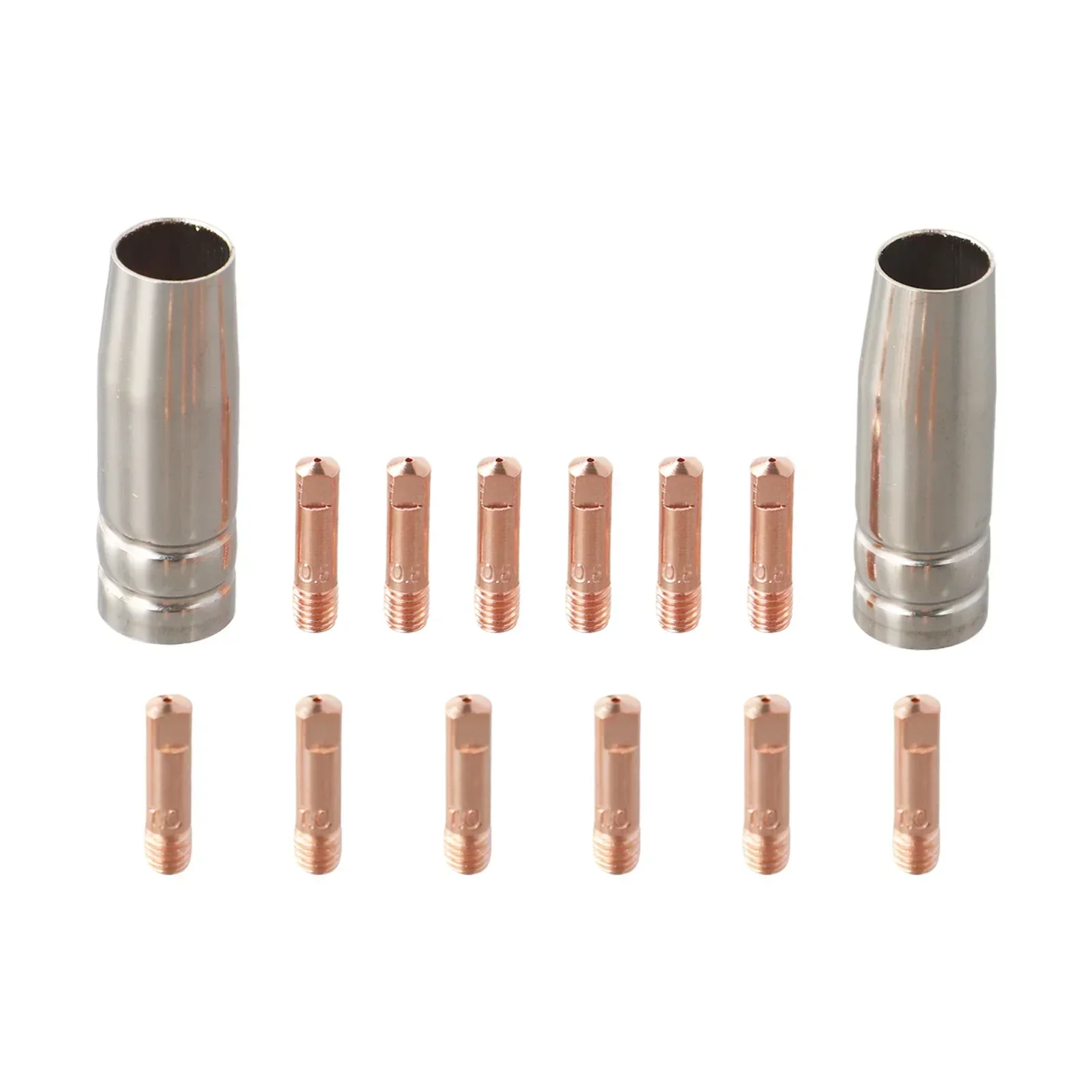 

Contact Tips Set Copper MIG Welding Accessories 0.8mm And 1.0mm Tips 14PCS Set Copper Welding Tips Easy Installation