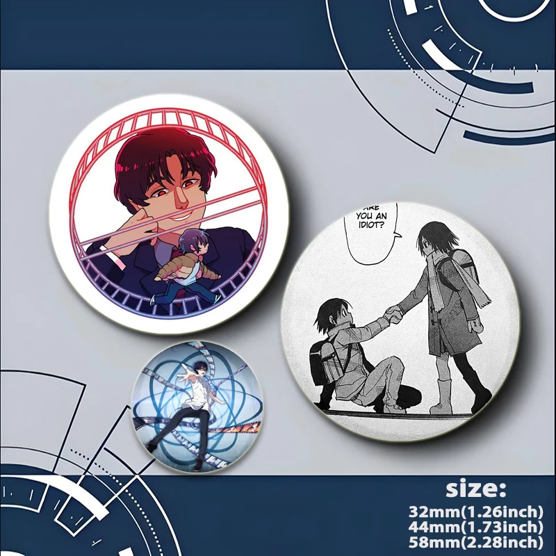 Anime Erased Button Pins Round Creative Cartoon Badge Snap in Design Brooches for Backpack Jewelry Accessories Handmade Gifts view 5