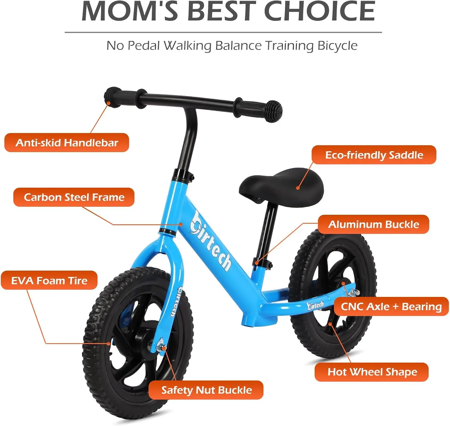 Loopfiets Voor 2-5 Jaar Oud, 12 Inch Peuter Fiets Zonder Pedaal Training Fiets Met Verstelbare Zithoogte, Airless Band (Licht B