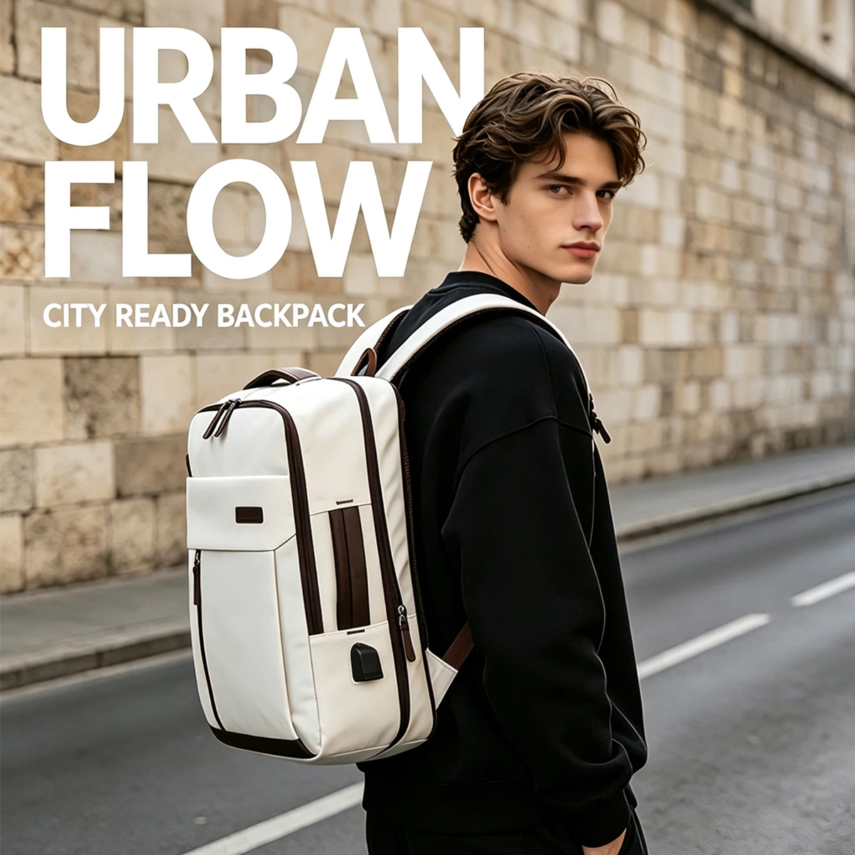 Cross-Border Hot-Selling Large-Capacity Fashionable Men's Travel Luggage Backpack, Multi-Functional Expandable Storage Bag Backpack for Female Students