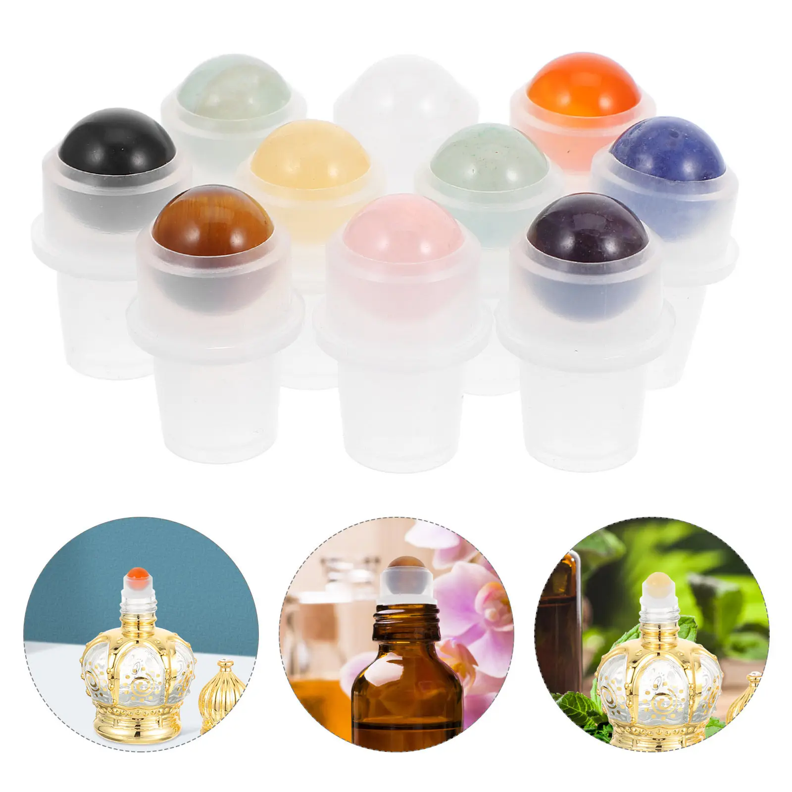 

10Pcs Jade Roller Ball Bottle Tops for Essential Oils Perfume Rollon Applicator Transform Spray Bottles Into Smooth Even