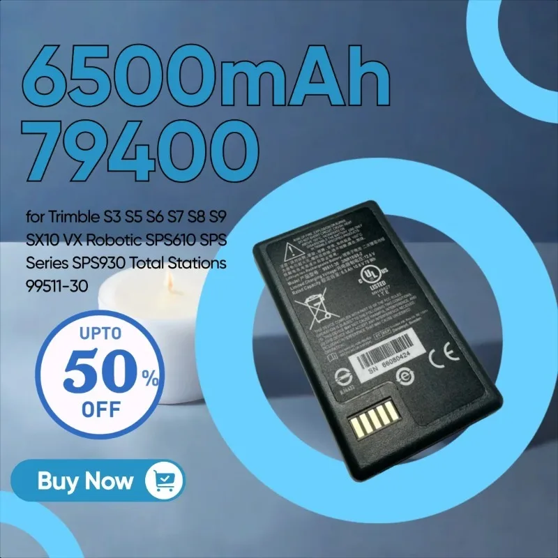 

6500mAh 79400 Li-Lon Battery for Trimble S3 S5 S6 S7 S8 S9 SX10 VX Robotic SPS610 SPS Series SPS930 Total Stations 99511-30