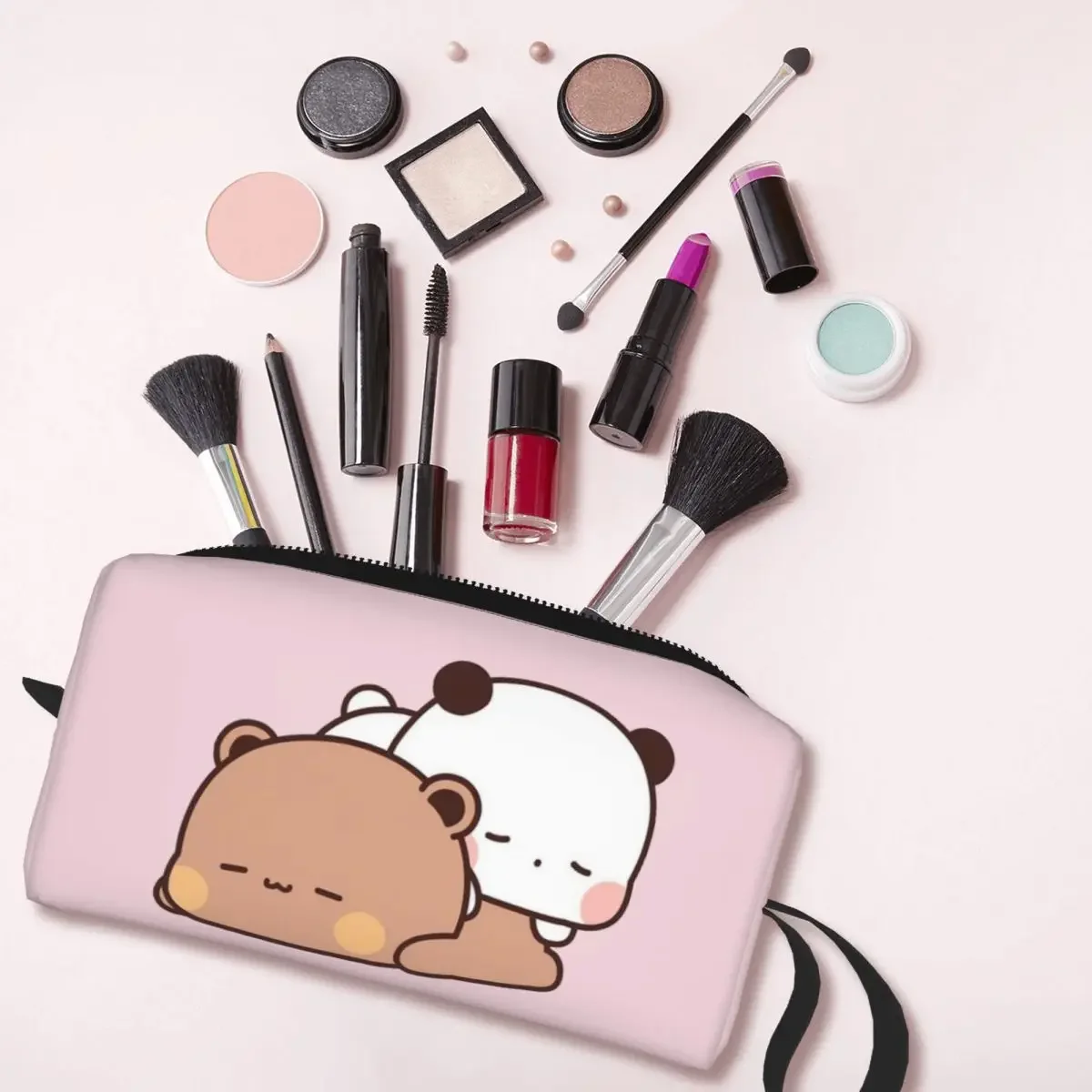 Panda Bear Couple Cartoon Makeup Bag Pouch Waterproof Bubu And Dudu Cosmetic Bag Travel Toiletry Small Makeup Pouch Storage Bag