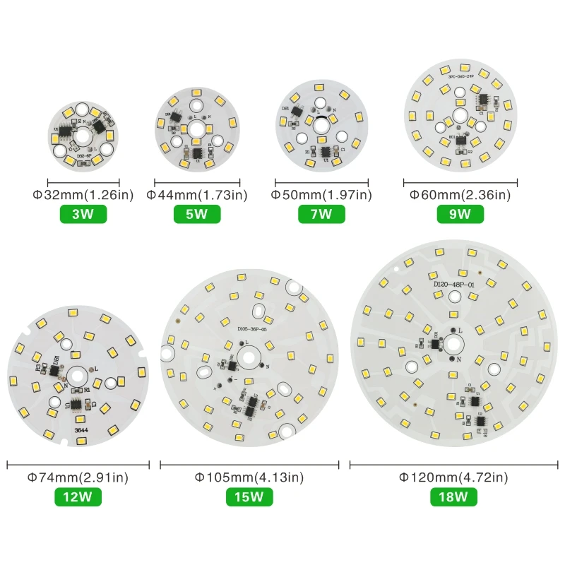 Chip de luz descendente LED, 3W, 5W, 7W, 9W, 12W, 15W, 18W, SMD 2835, cuentas de luz AC 220V, foco de iluminación blanco frío/cálido