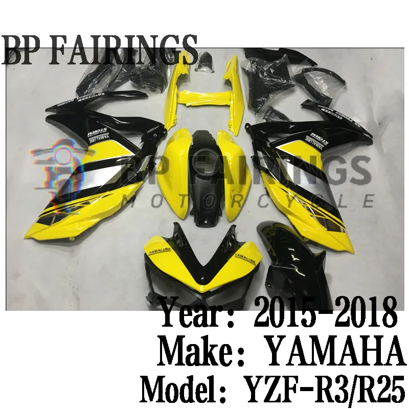 NEW ABS Fairings Kit Fit For YAMAHA YZF R3 2015 2016 2017 2018 Bodywork YZF-R25 15 16 17 18 set Yellow Black