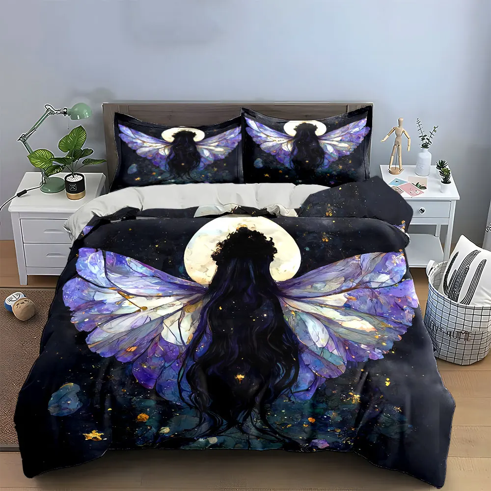 Mystical Fairy Decor Set Bedding Set with 1 Duvet Cover 2 Pillowcases Single Double King Queen, Gift