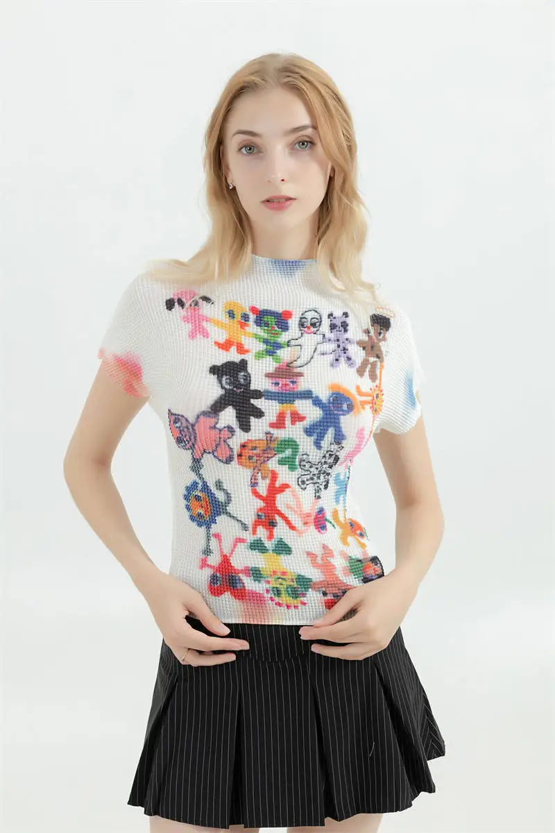 Y2k Women's T-shirt Harajuku Korean Graphic Print Short Sleeve Tee Top Clothes Fashion Vintage Streetwear O-Neck T-shirts Summer