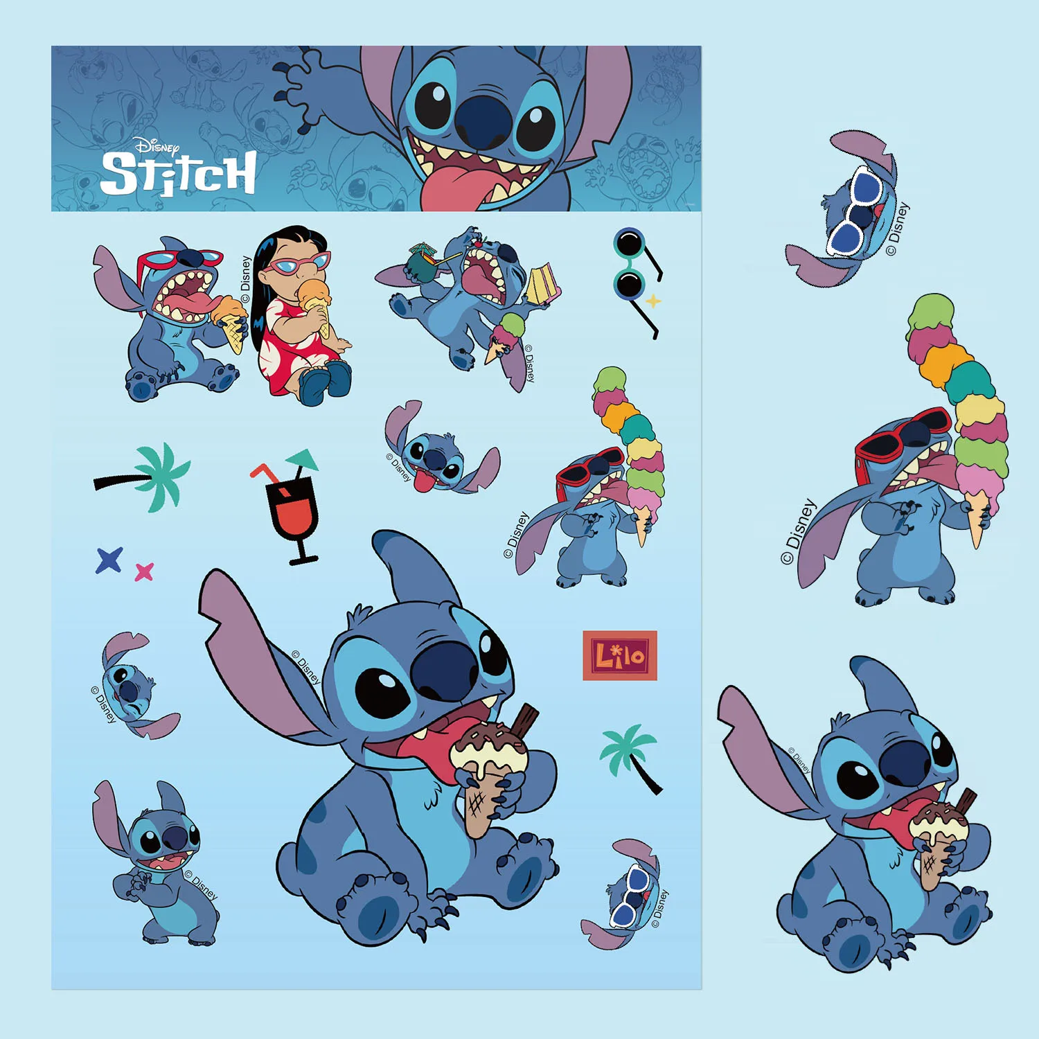 24 hojas de pegatinas de rompecabezas de dibujos animados de Lilo Stitch, pegatinas bonitas de Anime clásico, juguetes de rompecabezas para niños,